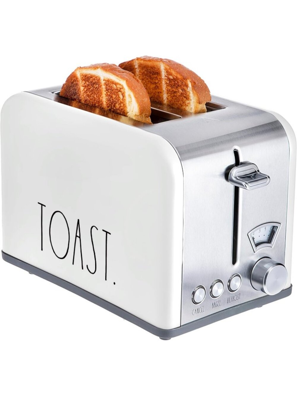 2 Slice White Wide Slot with 5 Browning Levels Stainless Steel Toaster Bagel